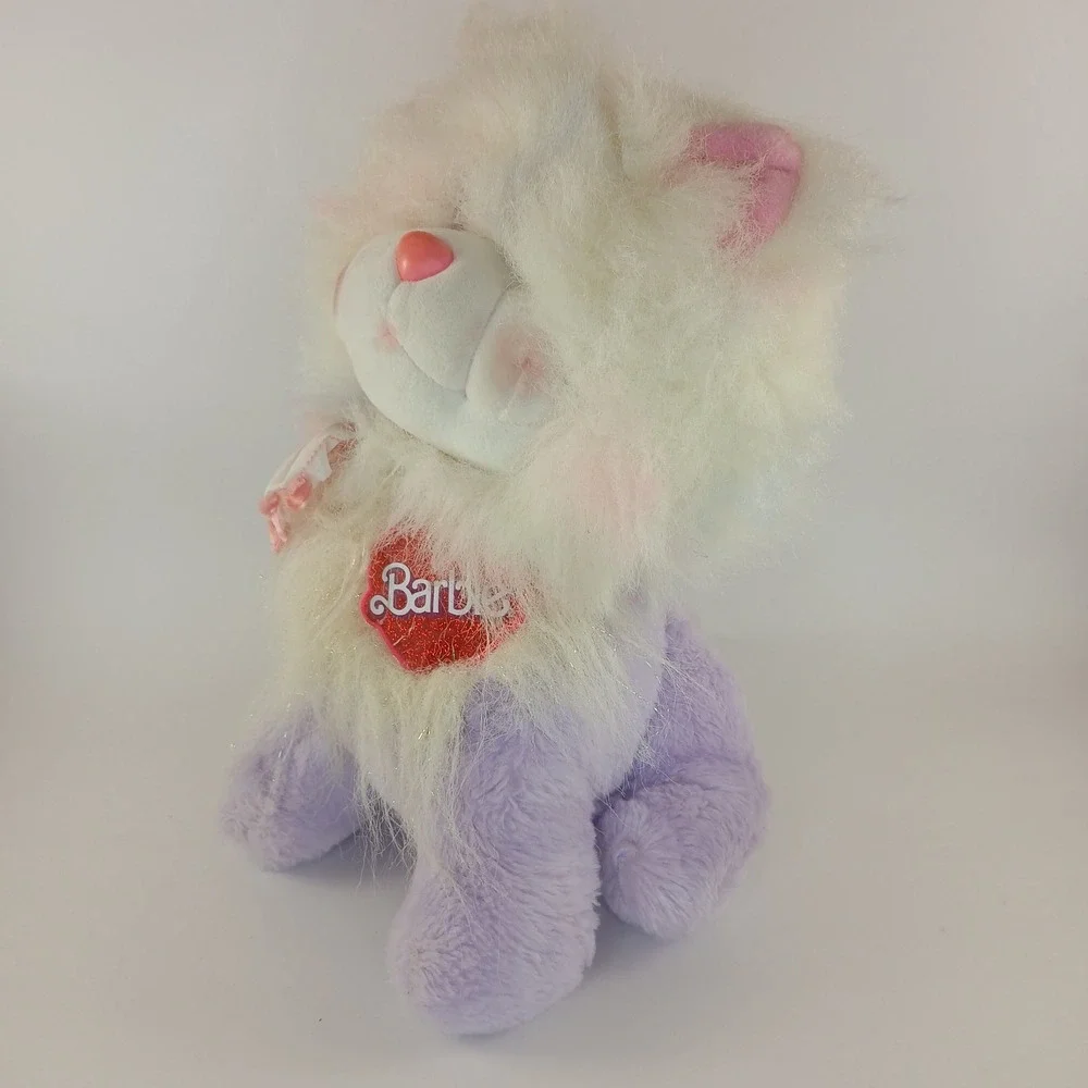 Vtg 1986 Mattel Barbie Rockers Plush White Purple Sparkle Cat Kitten Stuffed Toy